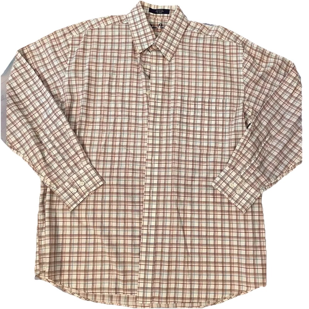Alan Flusser SHIRT Size‎ L  Plaid Button Down Long Sleeve
